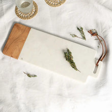 Load image into Gallery viewer, White Marble &amp; Wood Serving Platter
