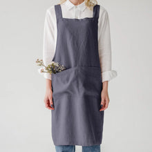 Load image into Gallery viewer, Dark Grey Linen Japanese Crossback Apron
