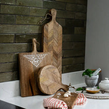 Load image into Gallery viewer, Troyes - Small Chevron Patterned Wooden Serving Board
