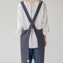 Load image into Gallery viewer, Dark Grey Linen Japanese Crossback Apron
