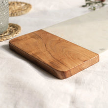 Load image into Gallery viewer, White Marble &amp; Wood Serving Platter
