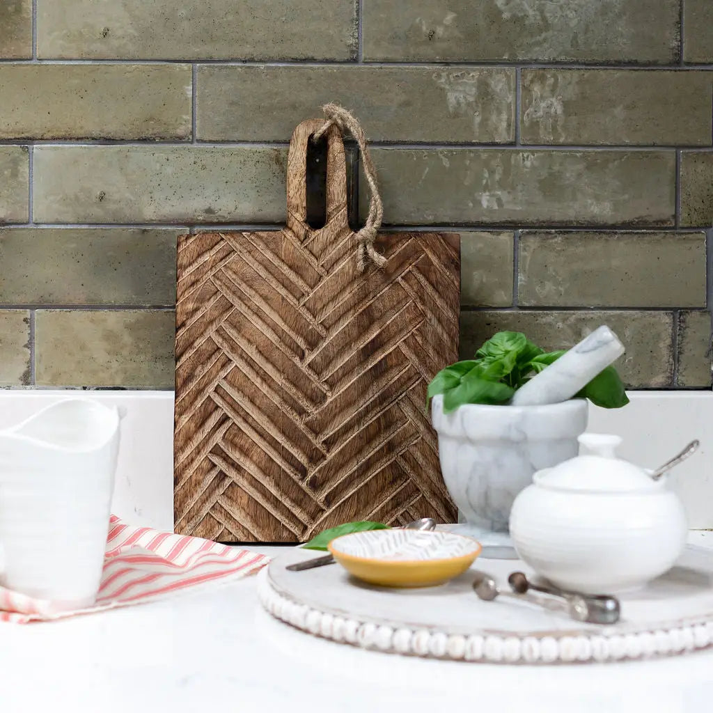 Grasse, Small, Decorative Chopping Board, Featuring Intricate Carved Design